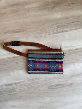 Woven Aztec Pattern Waist Bag in Brown